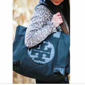 Tory Burch Ella Nylon Large Tote Bag In Black